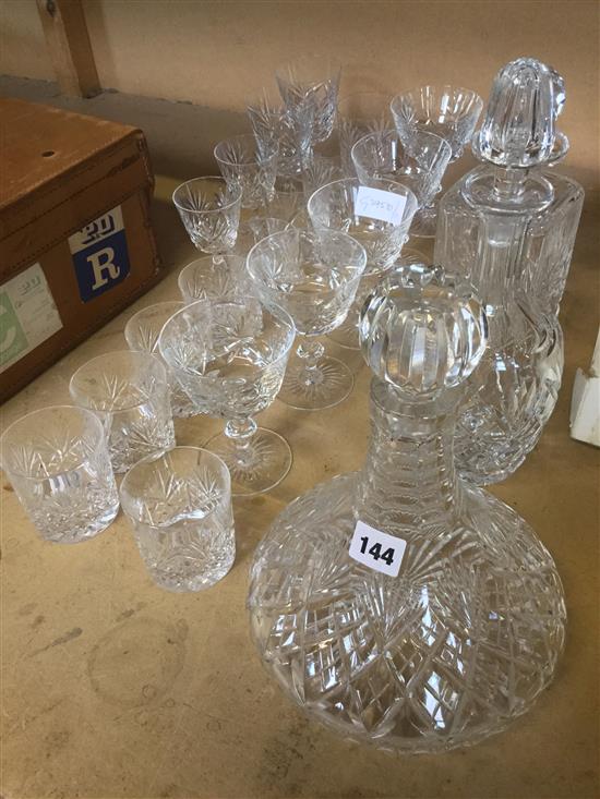 Collection of cut glass & decanters